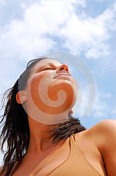 Young girl enjoy the sun