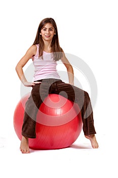 Young Girl On An Exercise Ball