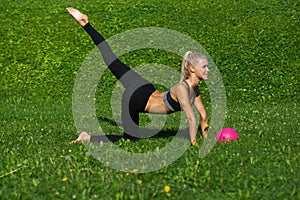 Young girl exercise outside
