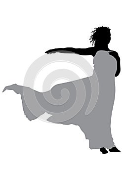 Young girl with fabric silhouette vector