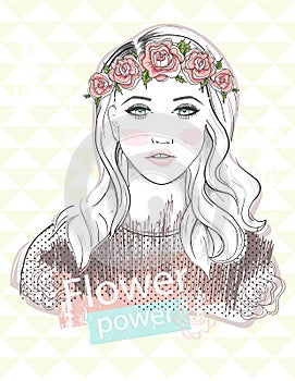 Young girl fashion illustration. Pastel fashion trend