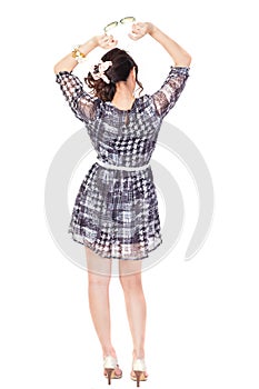 Young girl fasion on white background.