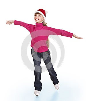 Young girl figure skating..