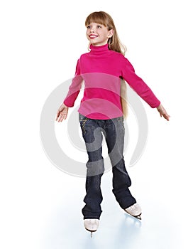 Young girl figure skating..