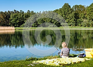 A young girl fishing