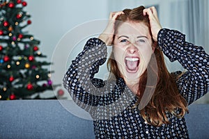 Young girl is frustrated about christmas