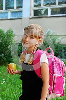 Young girl going to school