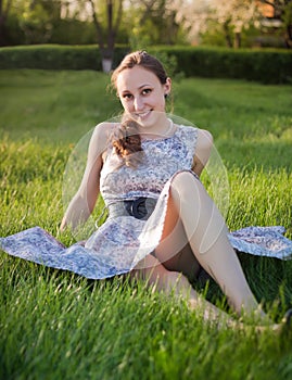 Young girl on the grass