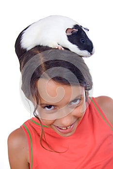 Young girl with guinea pig