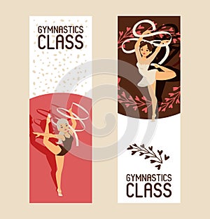Young girl gymnast exercise sport athlete vector illustration. Training performance strength gymnastics balance people