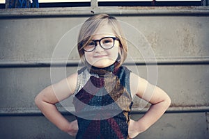 A young girl is having fun in the farm