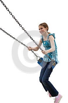 Young Girl having fun on the Swing