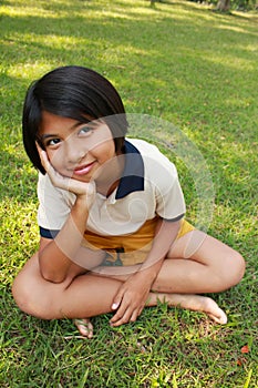 Young girl having a good time in the park