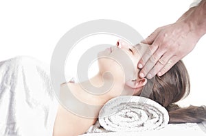 Young girl head massage spa
