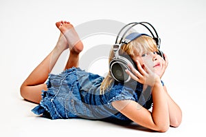 Young girl in headphones