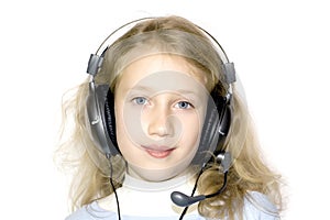 Young girl and headset