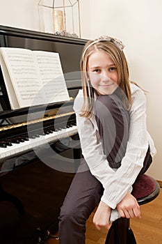 Young girl and her piano