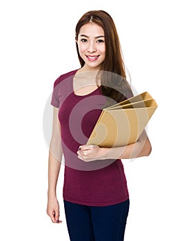 Young girl hold with folder