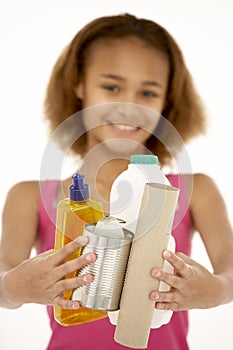 Young Girl Holding Recycling