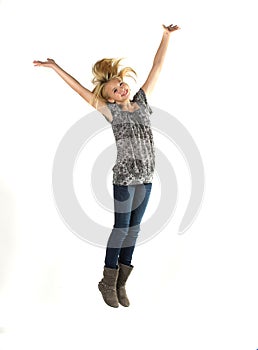 Young girl jumping