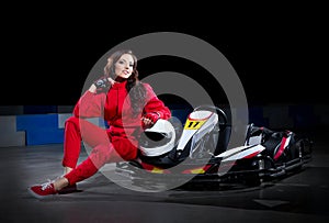 Young girl karting racer photo