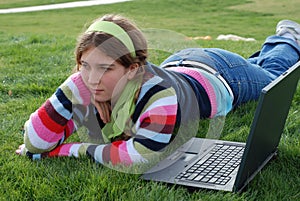 Young girl and laptop