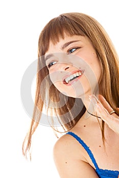 Young girl laughs