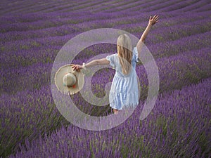 Young girl in the lavander fields. France - Provence