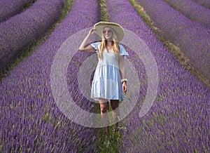 Young girl in the lavander fields. France - Provence