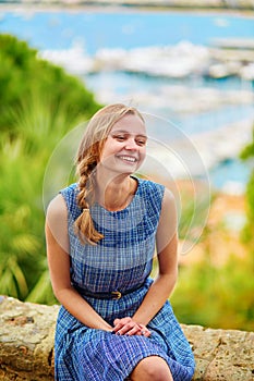 Young girl on Le Suquet hill in Cannes photo