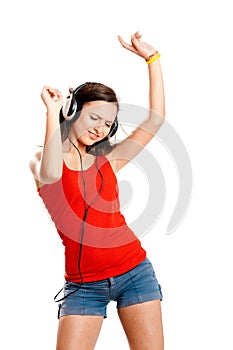 Young girl listen music