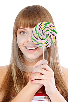 Young girl and lollipop