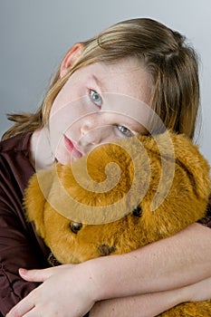 Young girl looking up