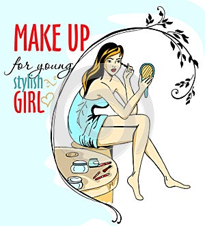 Young girl makes make-up