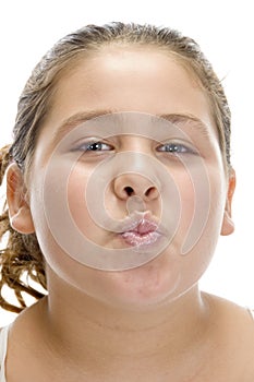 Young girl making pout mouth