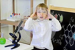 Young girl making science experiments