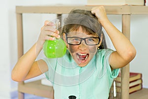 Young girl making science experiments