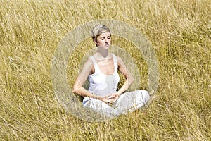 Young girl meditating