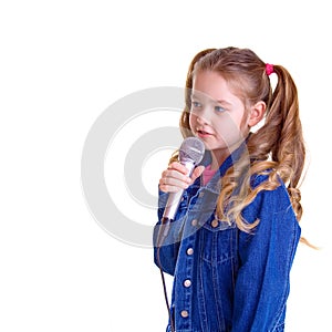 Young girl with microphone