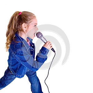 Young girl with microphone