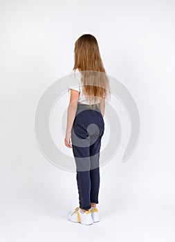 Young girl model snap side-back look