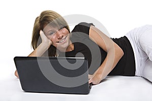 Young girl with netbook