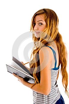 Young girl with notebook