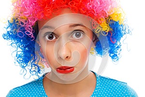 Young girl with party wig