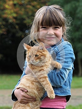 Young Girl and Pet Cat