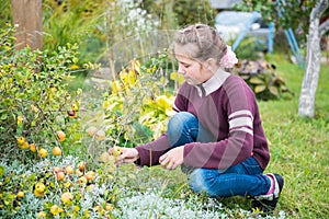 Young girl picking