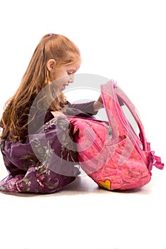 young Girl with pink backpack