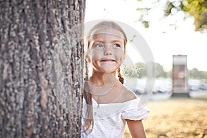 Young girl playing at a park