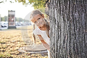 Young girl playing at a park