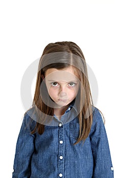 Young girl portrait frustrated pouting frowning